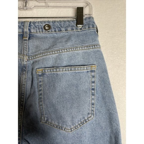 Zara basic button up jeans straight leg Distressed Frayed Button Holes Size 4 - Picture 7 of 9